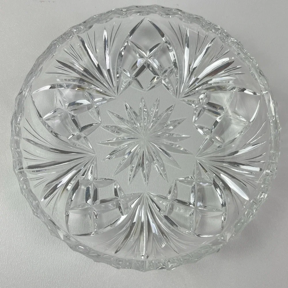Vintage Cut Glass‎ Lead Crystal Plate Ashtray Candy Dish 5.5